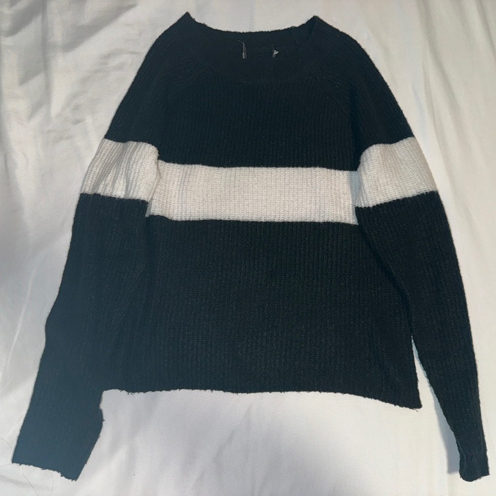 Soft Black and White Striped Sweater